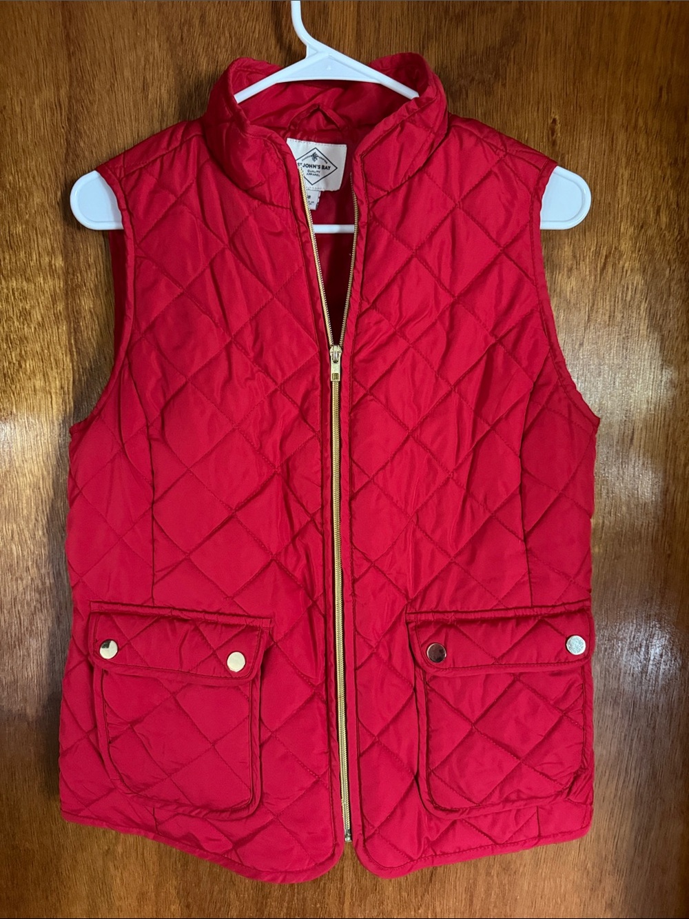 St. John's Bay Red Quilted Vest with Gold Accents
